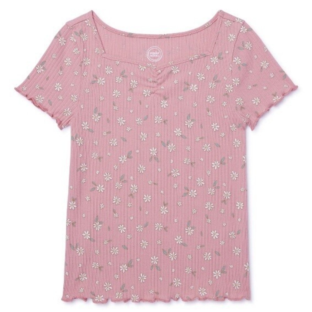 Wonder Nation Girls Rib Top Small 6-6X New with Tags Soft Mimosa Daisy Pink Nice